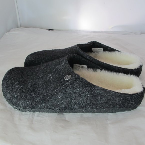 Birkenstock Zermatt Slippers Slides Wool Charcoal Grey 280 Mens Sz 43 10 | Color: Gray/White | Size: 10 | Pixey77's Closet